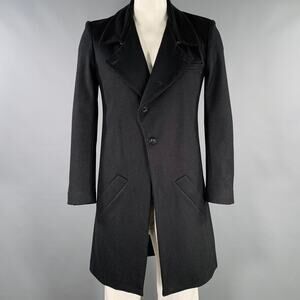 ENDOVANERA Size L Black Wool Single Breasted Asymmetrical Coat